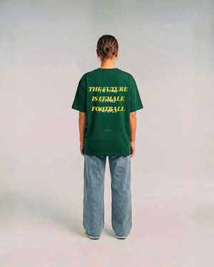 Model wearing the back of the green Her Era Oversized by KS Label