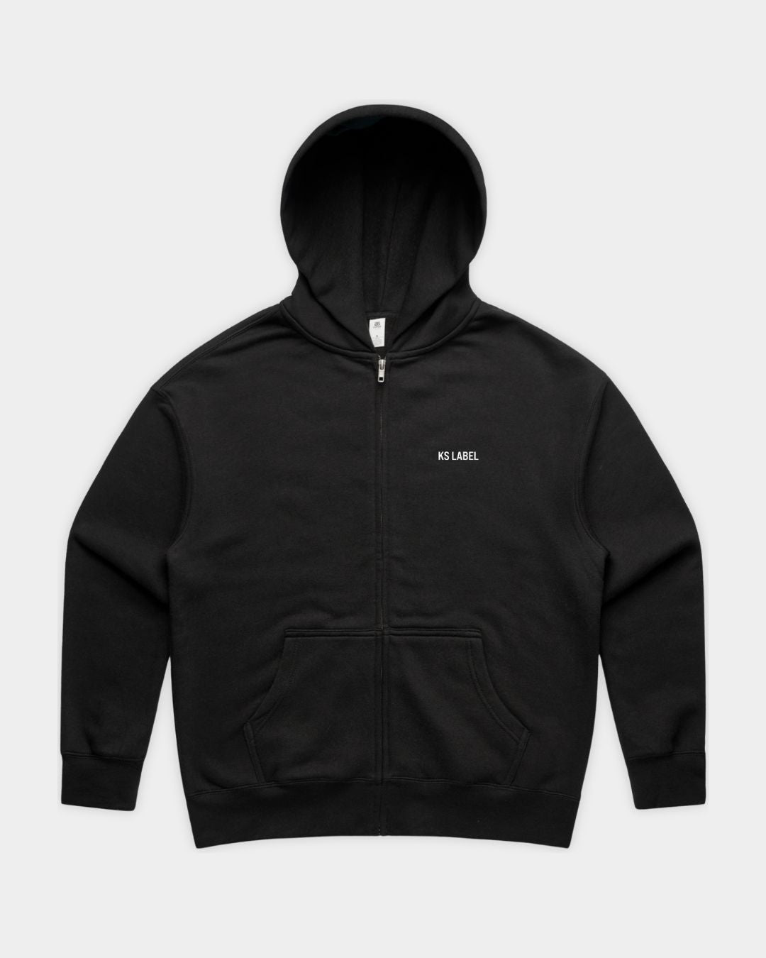 Front_KSL_Zip Hood in Black_Model_Flatlay