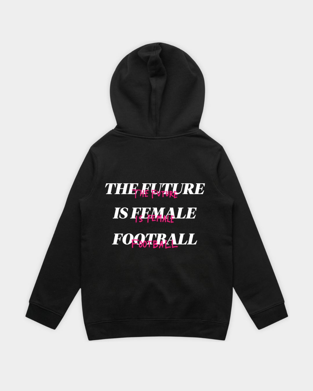 HER ERA Youth Hood in Black Flatlay Back