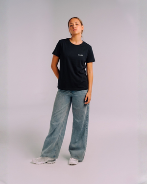 Model wearing her era essential black ks label