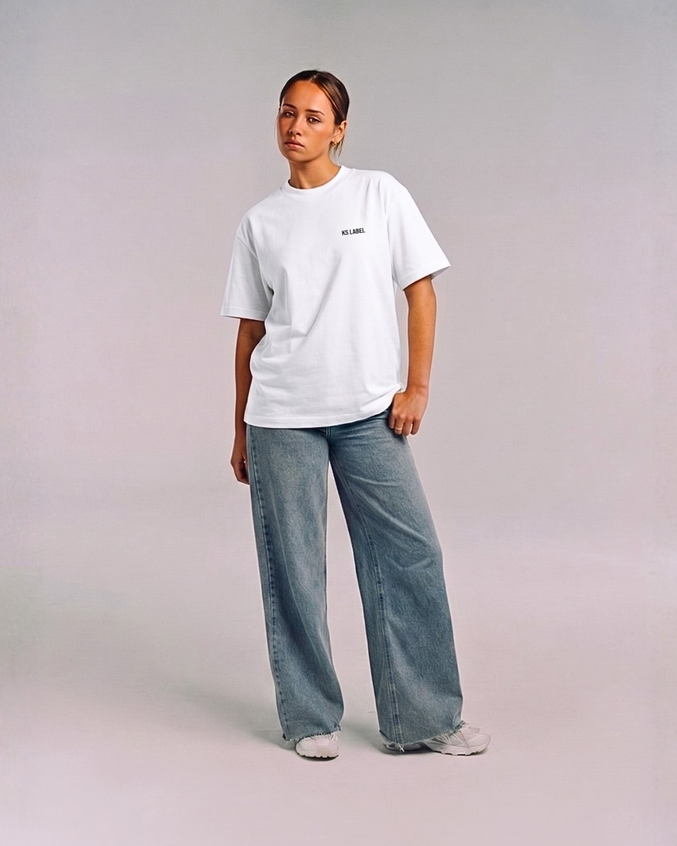 Model wearing Her Era Oversized Tee by KS Label