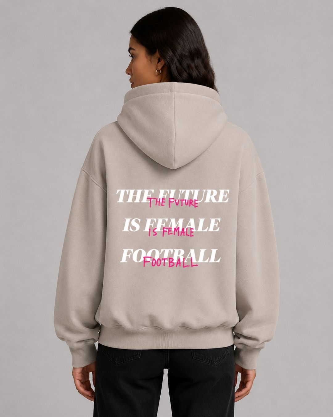 Her Era Oversized Hood in Mushroom Model Back