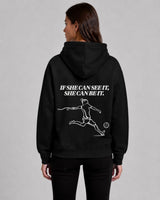 SHE CAN Essential Hood in Black Model Back