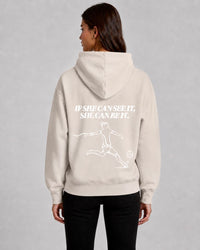 SHE CAN Essential Hood in Bone Model Back