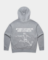 SHE CAN Essential Hood in Grey Marle Flatlay Back