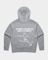 SHE CAN Essential Hood in Grey Marle Flatlay Back