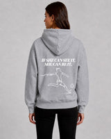 SHE CAN Essential Hood in Grey Marle Model Back