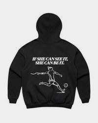 SHE CAN Oversized Hood in Black Flatlay Back