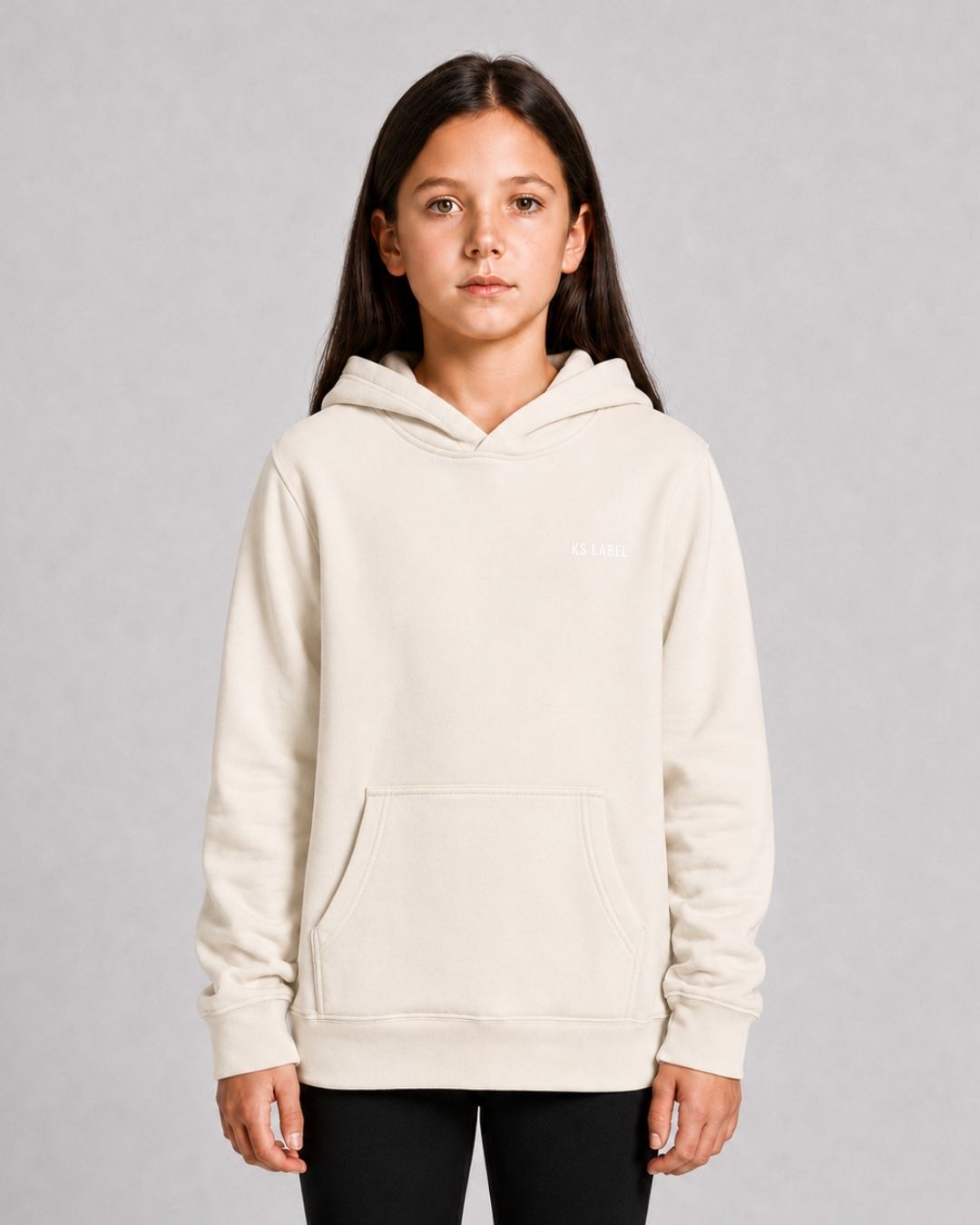 SHE_CAN_Youth_Hood_in_Ecru_Model_Front