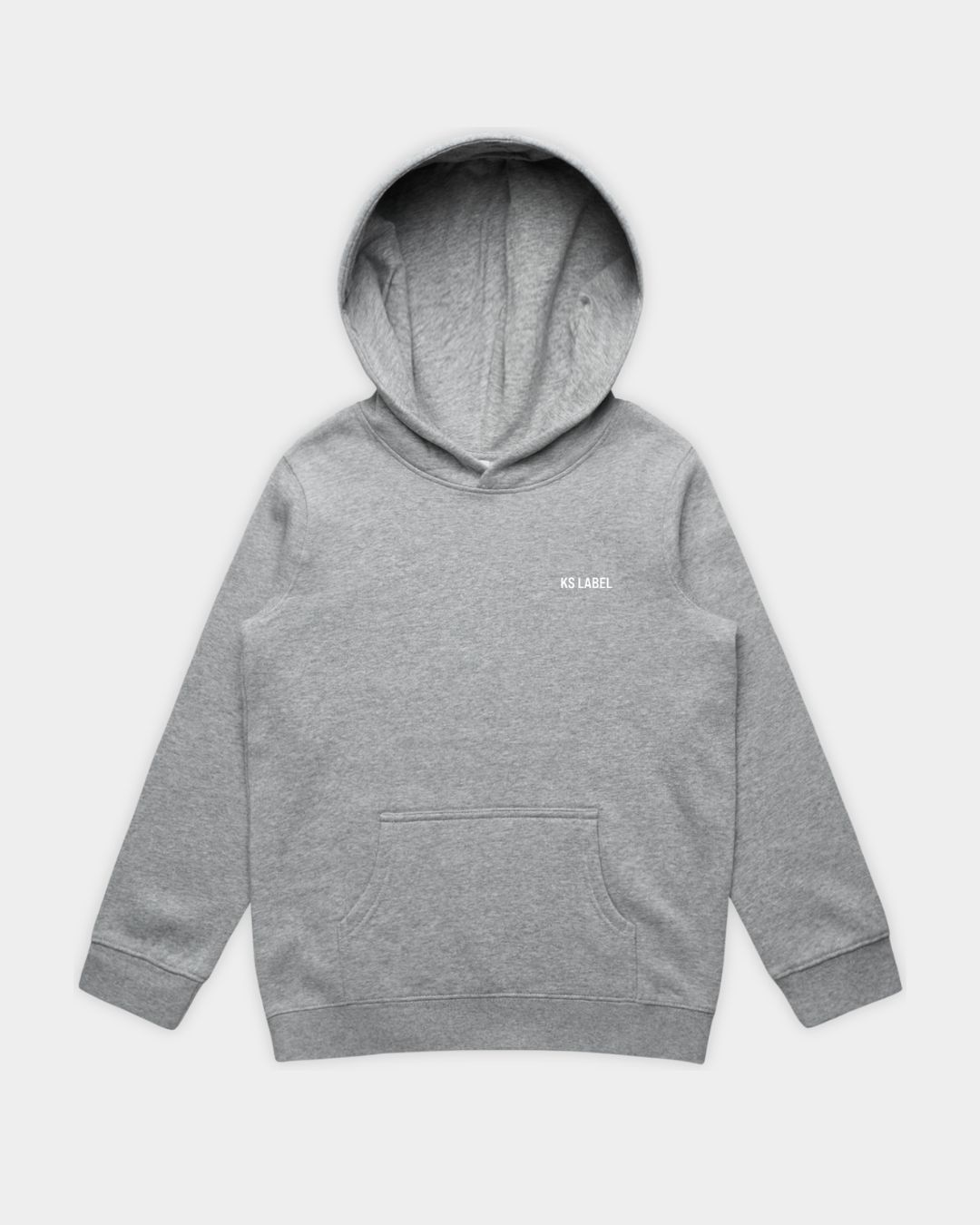 SHE CAN Youth Hood in Grey Marle Flatlay Front