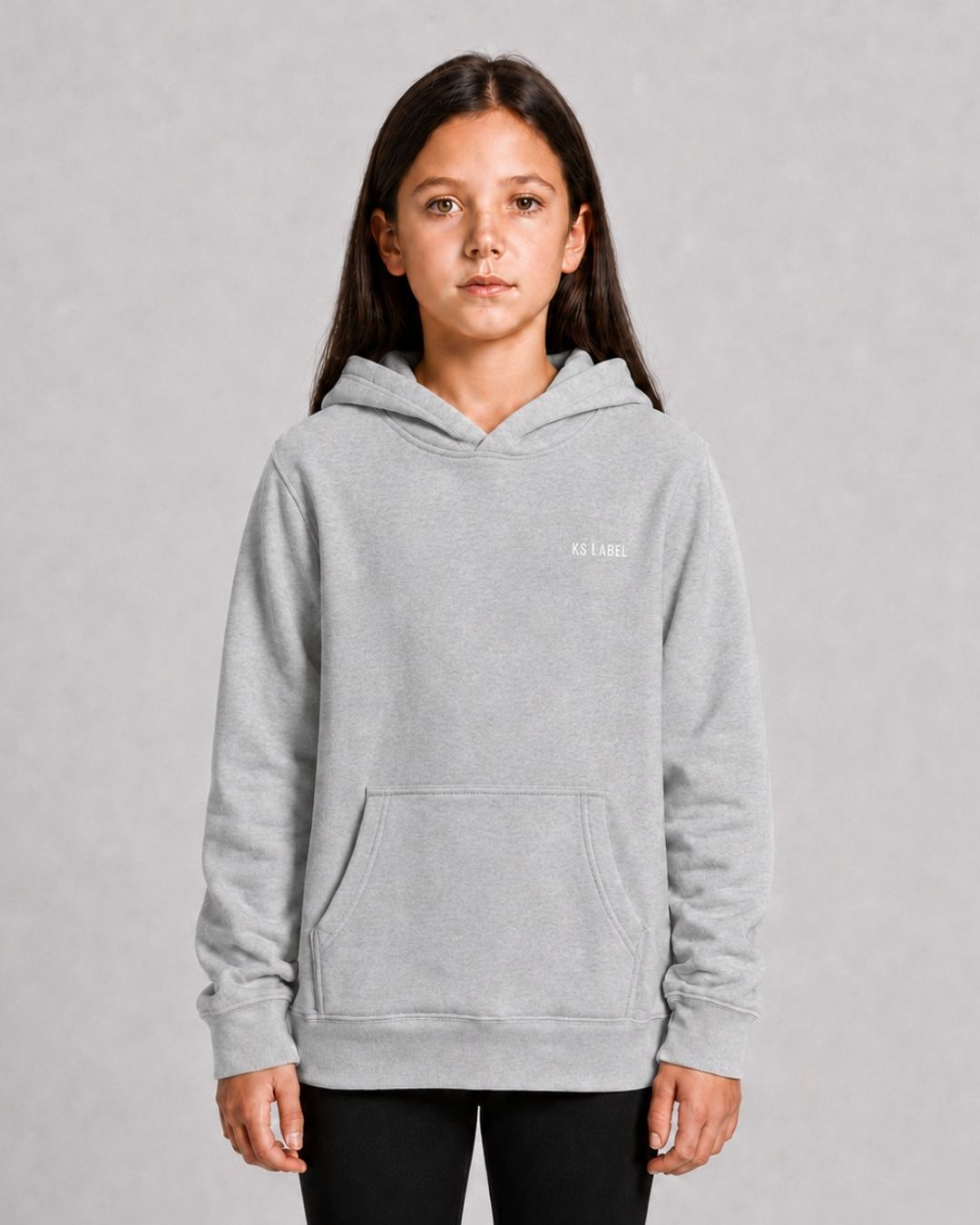 SHE_CAN_Youth_Hood_in_Grey_Marle_Flatlay_Model_Front